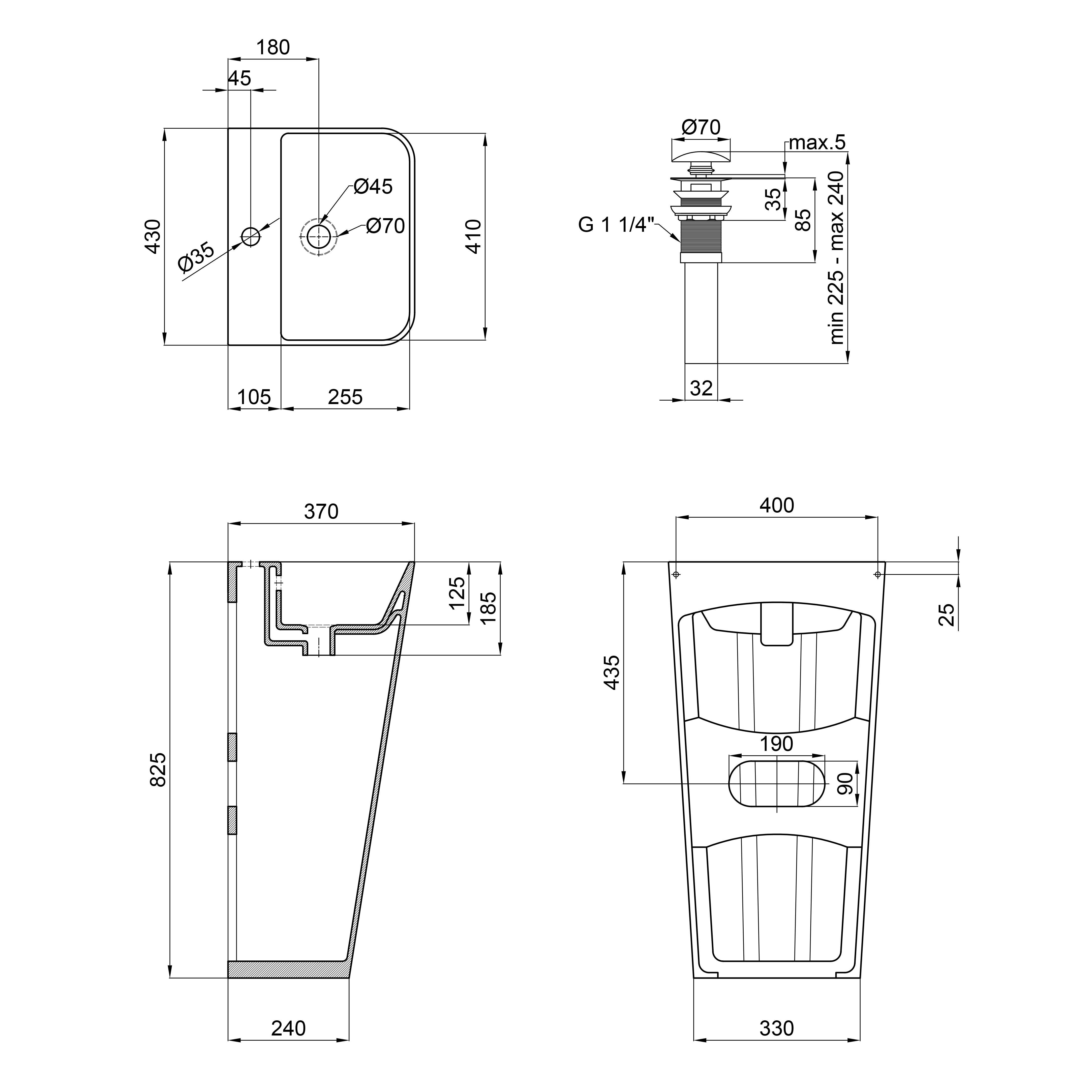 Раковина для підлоги моноблок Qtap Tern QT1711G302W з донним клапаном 440х380х830 мм White (SD00045935) - фото 2