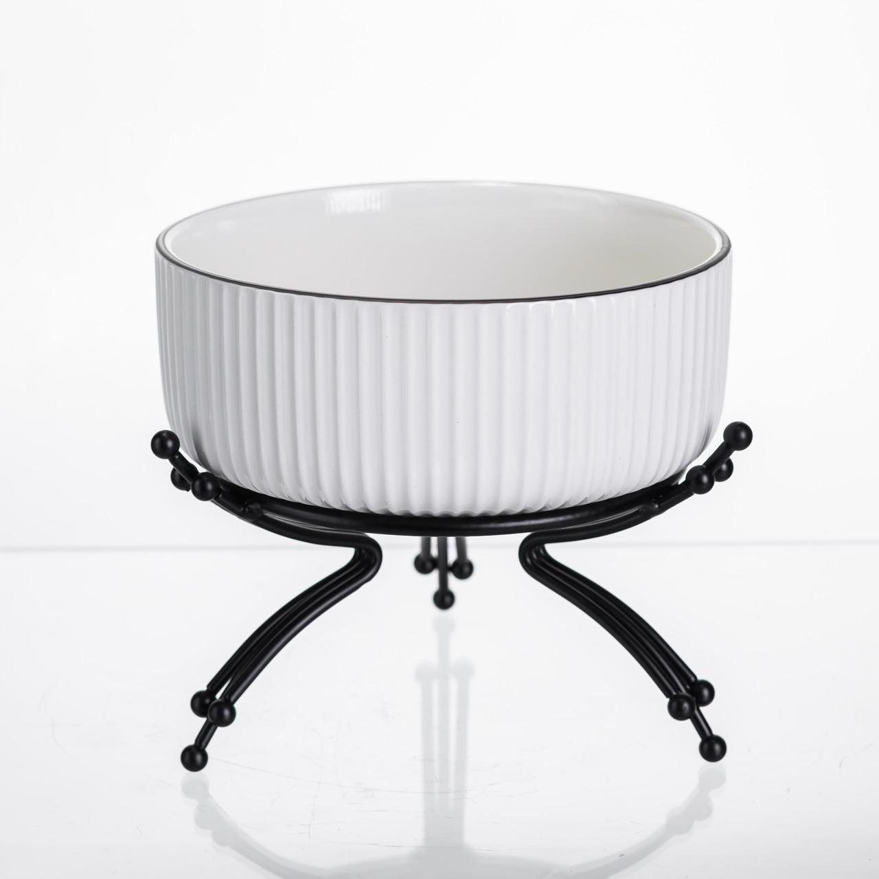 Салатник на металлической подставке 16 см тарелка для салата салатница Черный (LB-1568B) Салатник на металлической подставке 16 см тарелка для салата салатница Черный (LB-1568B)