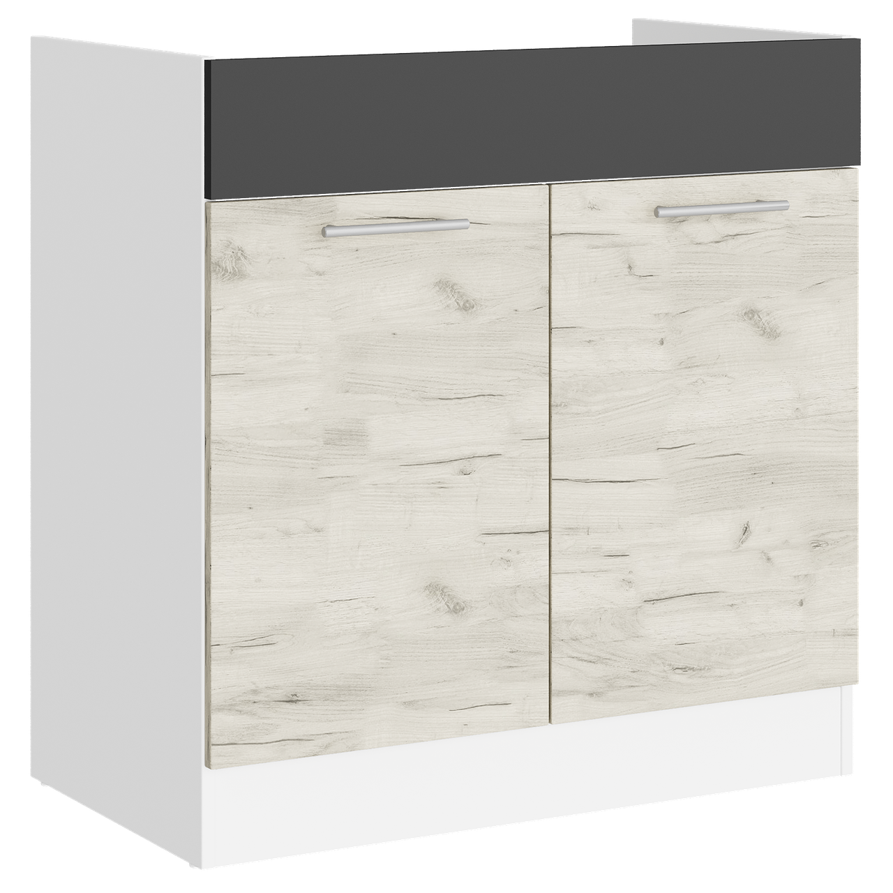 Кухня секция Еверест Эко Новая 80 Низ Мойка Белый/Крафт Белый/Графитный (eko-451)