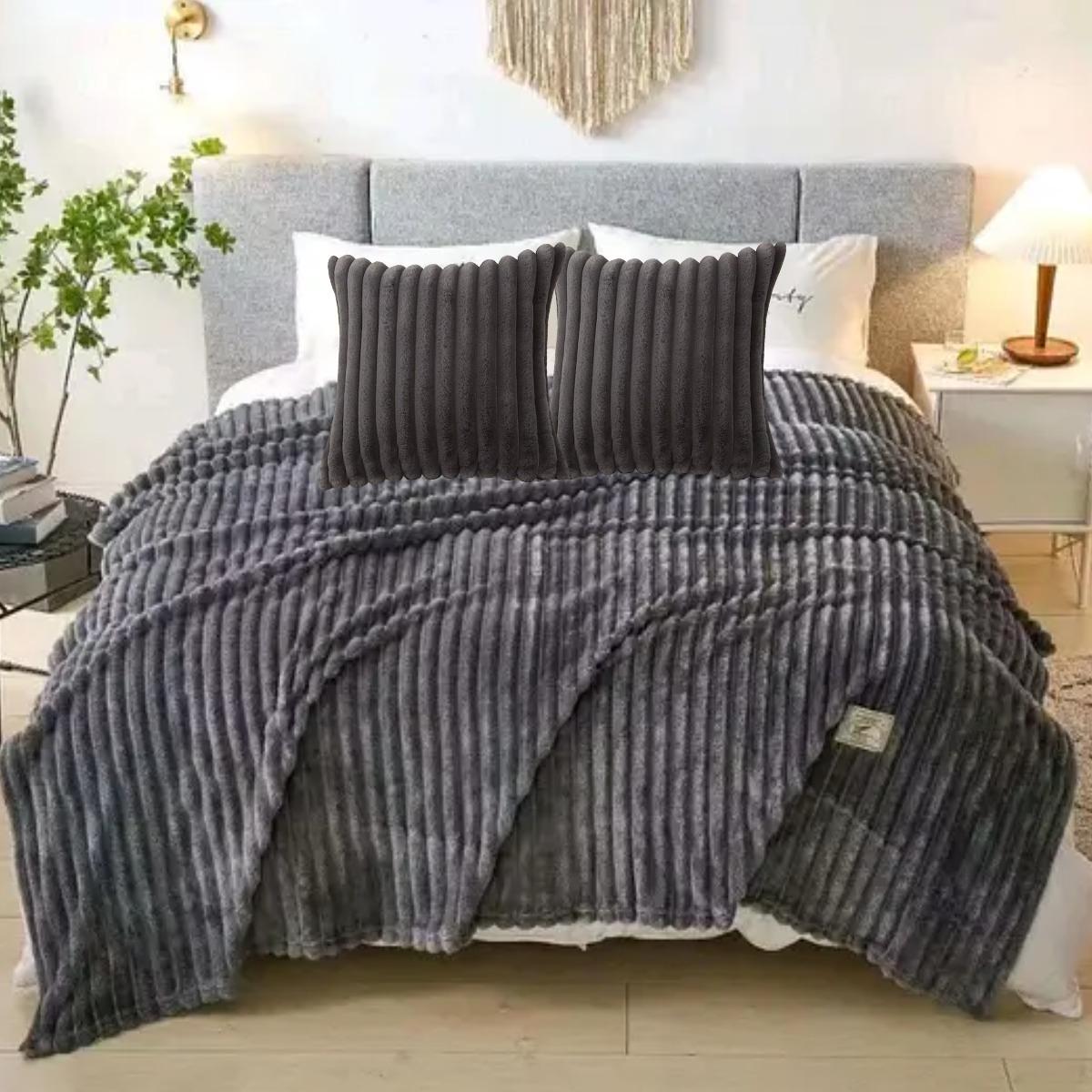 Набор плед с двумя подушками Koloco Королевский шарпей Графитовый (40123) - фото 2 Набор плед с двумя подушками Koloco Королевский шарпей Графитовый (40123) - фото 2