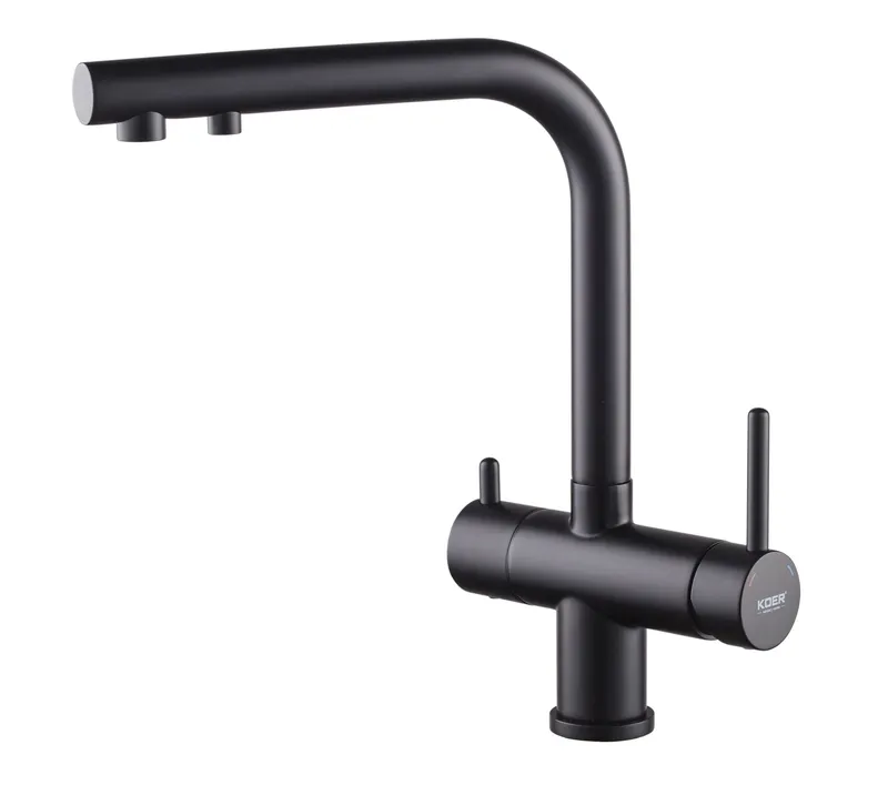 Смеситель для кухни KOER KB-72001-05 с выходом для питьевой воды Черный (KR3392)