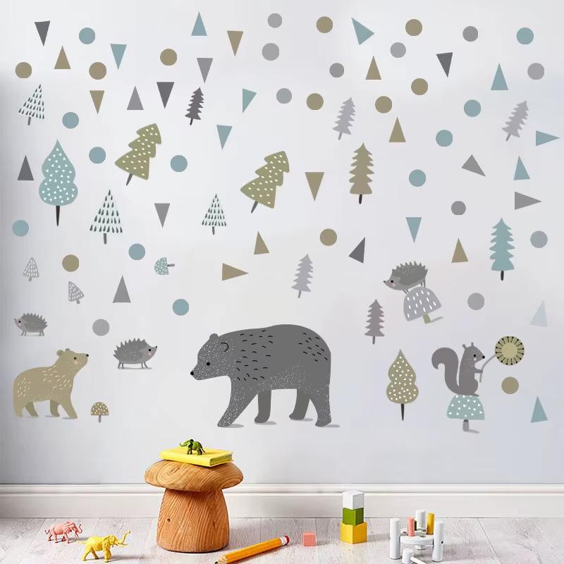 Набір вінілових наліпок Лісові мешканці декоративний у дитячу кімнату для дівчаток і хлопчиків 25х70 см - фото 2