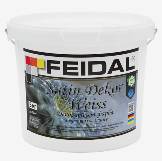 Фарба декоративна Satin Dekor Weiss з ефектом сатину 5 кг Білий (27581858)