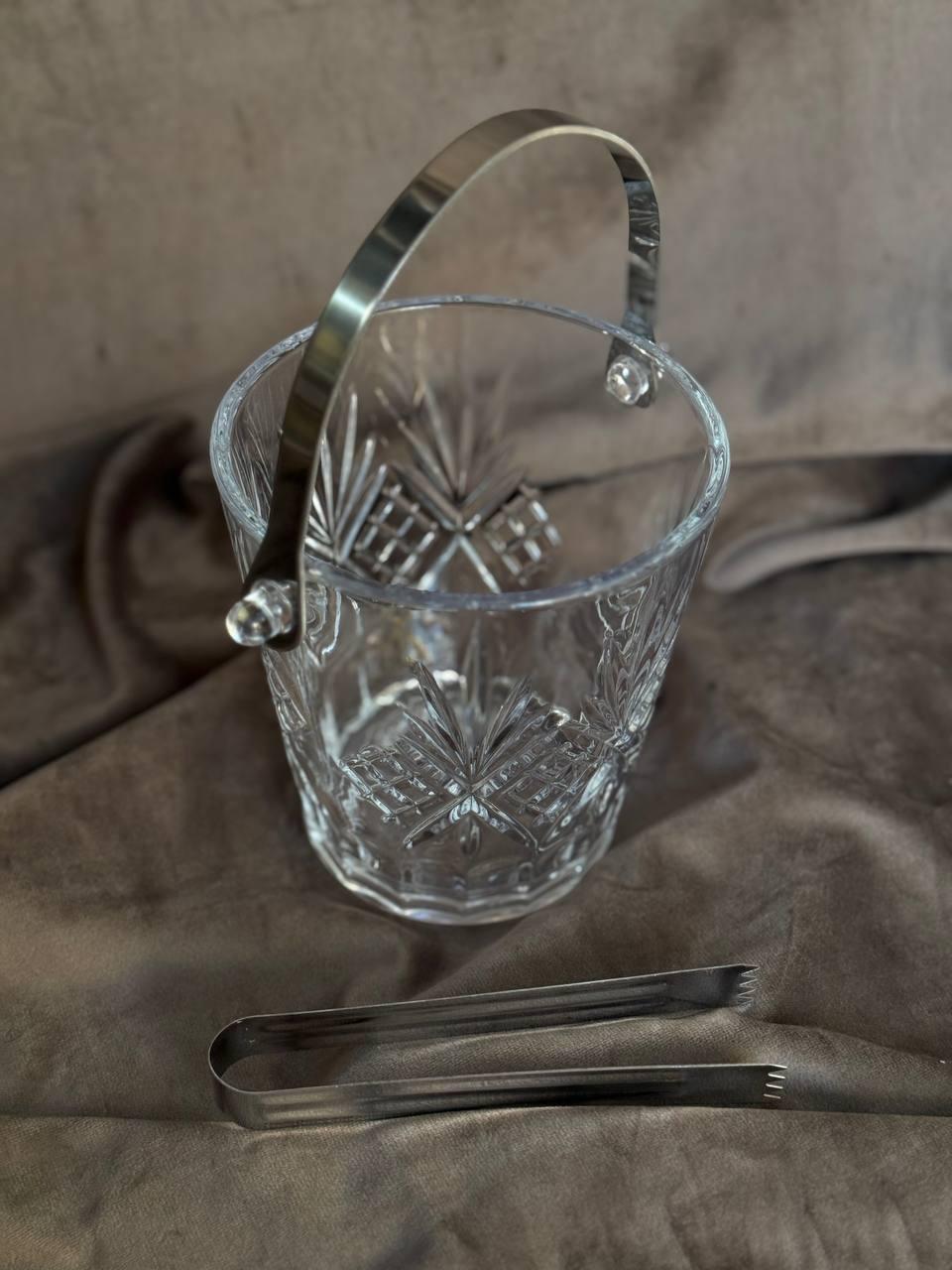 Ведро льда YIWU Ice Bucket стеклянное со щипцами 1 л Прозрачный (HP-19-22GLASS) - фото 2