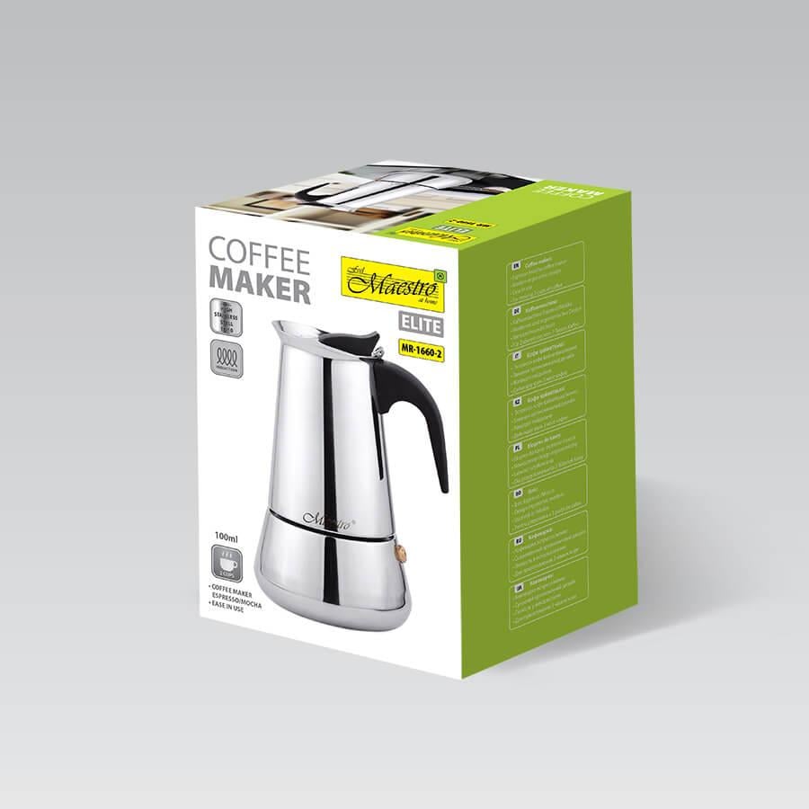 Гейзерна кавоварка Maestro з нержавіючої сталі 100 мл на 2 чашки (MR-1660-2) - фото 5 Гейзерна кавоварка Maestro з нержавіючої сталі 100 мл на 2 чашки (MR-1660-2) - фото 5