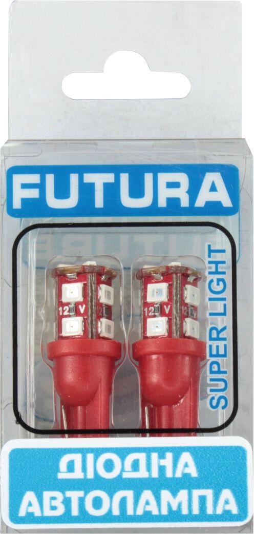 Лампочка FUTURA без цоколя LED T10 W5W SMD 12 діодів 12V W2.1x9.5d 2 шт. Червоний (70514)