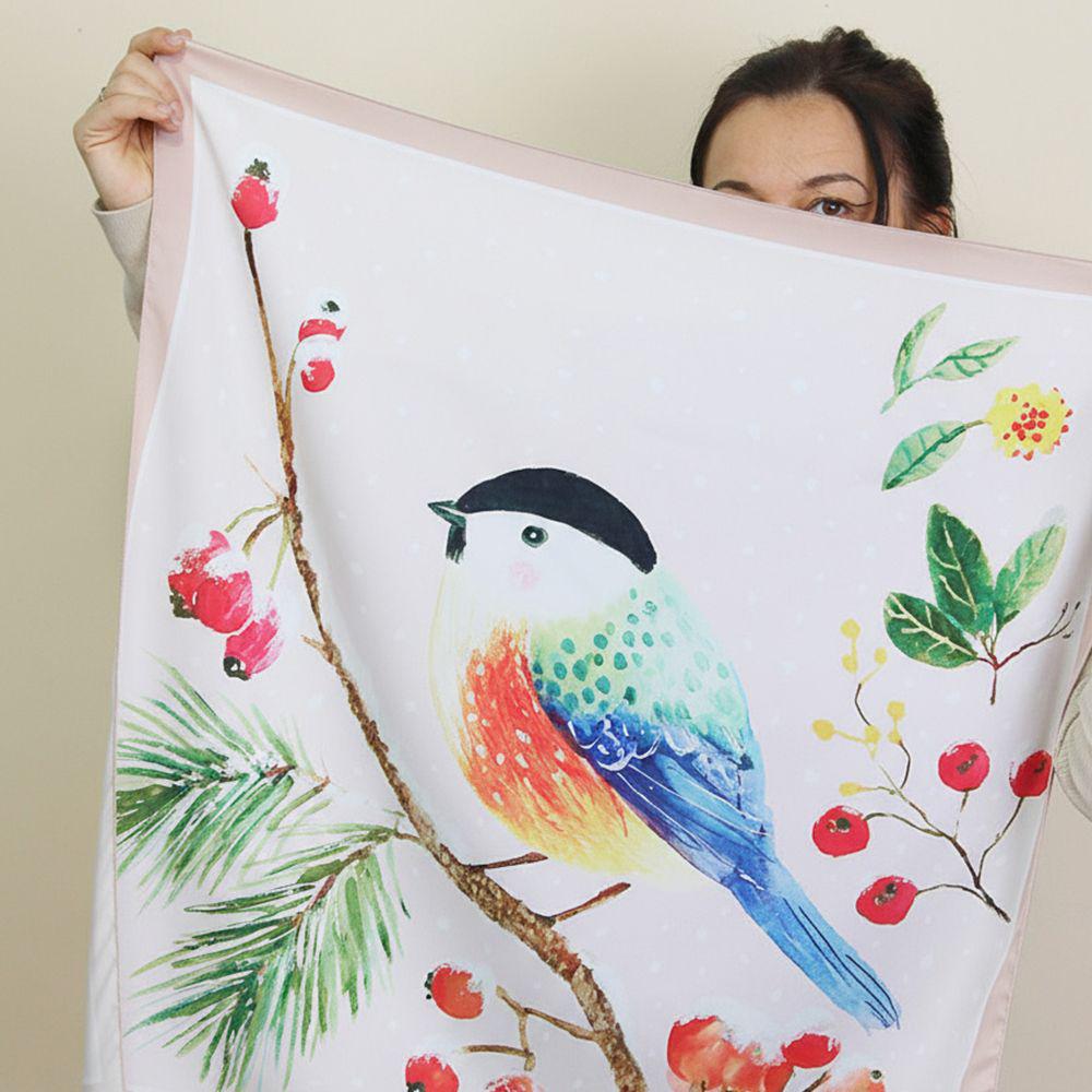 Платок шелковый Presentville Армани с принтом Птица на ветке 68х68 см (HUST_26NY013)