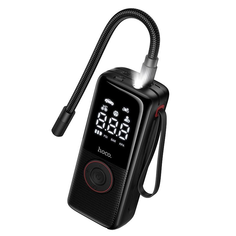 Насос автомобільний Hoco ZP18 Enlighten portable smart air pump Black (6942007673303)