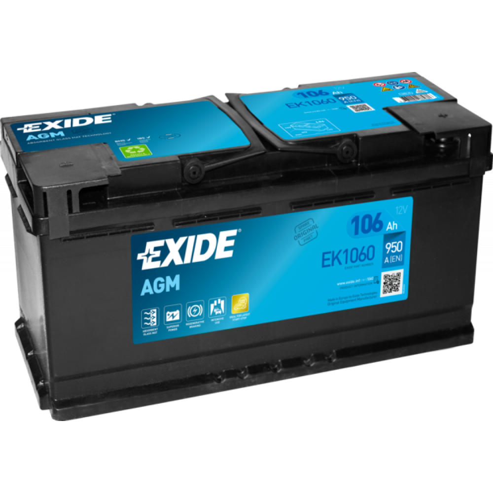 Акумулятор автомобільний EXIDE Start-Stop EFB 106 Ah 950A 12V