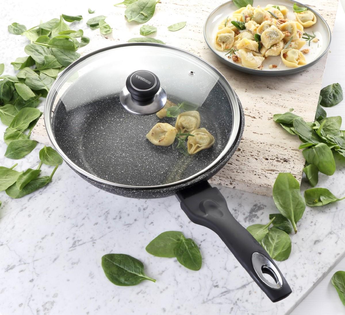 Сковорідка з кришкою Tiross TS1255P для індукційних газових керамічних та галогенних плит 26 см (id_999)