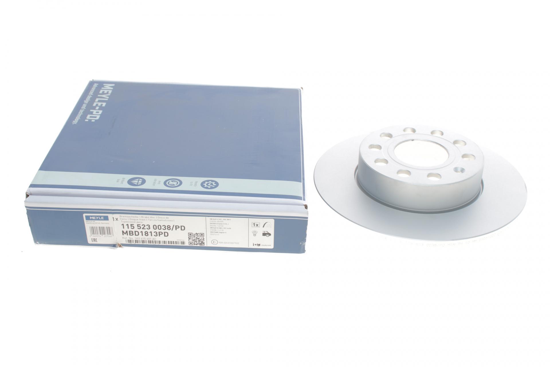 Диск гальмівний задній Meyle VW Caddy III 04- 257x12 мм (115 523 0038/PD MEYLE)