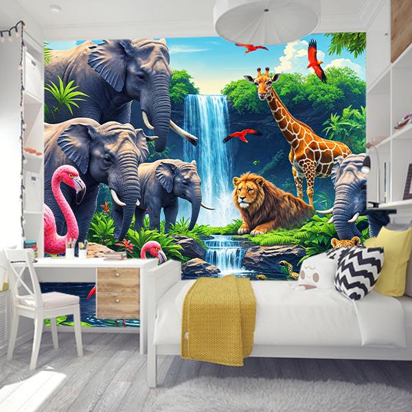 Фотошпалери флізелінові у дитячу Звірі Африки 3D 100х100 см (636)