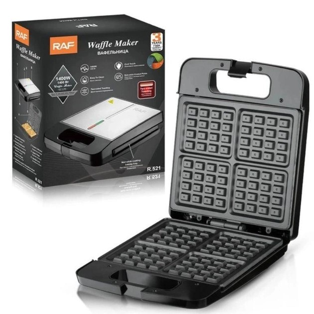 Электровафельница для бельгийских вафель RAF R.521 с антипригарным покрытием 1400 Вт (0024)