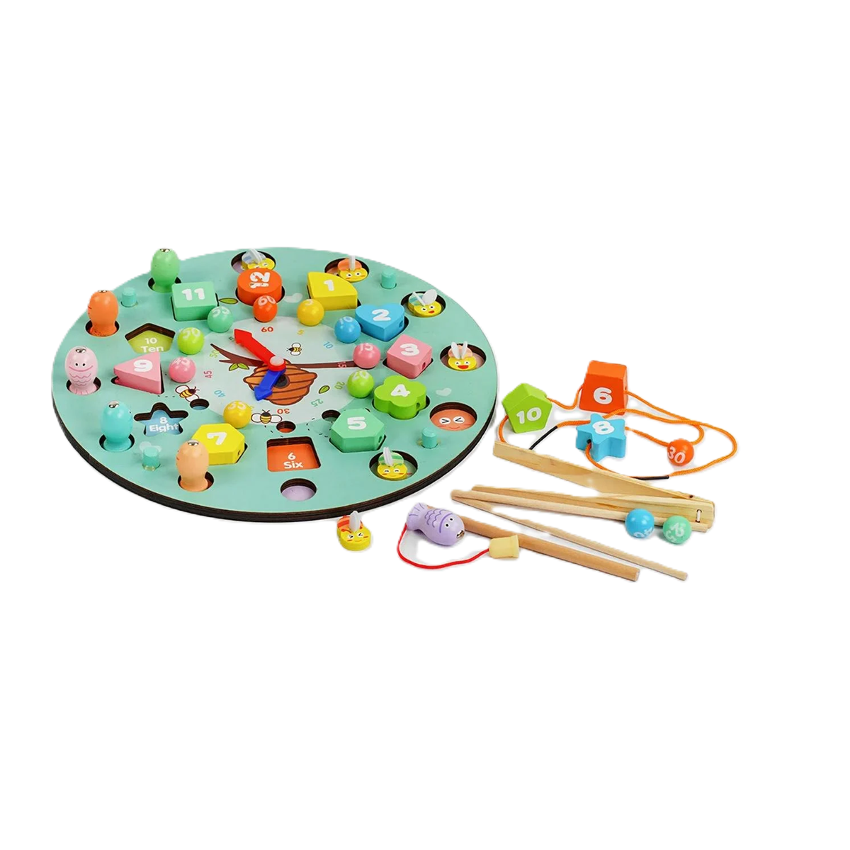 Іграшка магнітна для малюків С-57567/24 Годинник логічний рибалка/сортер/гра-шнурівка в коробці (23451508)