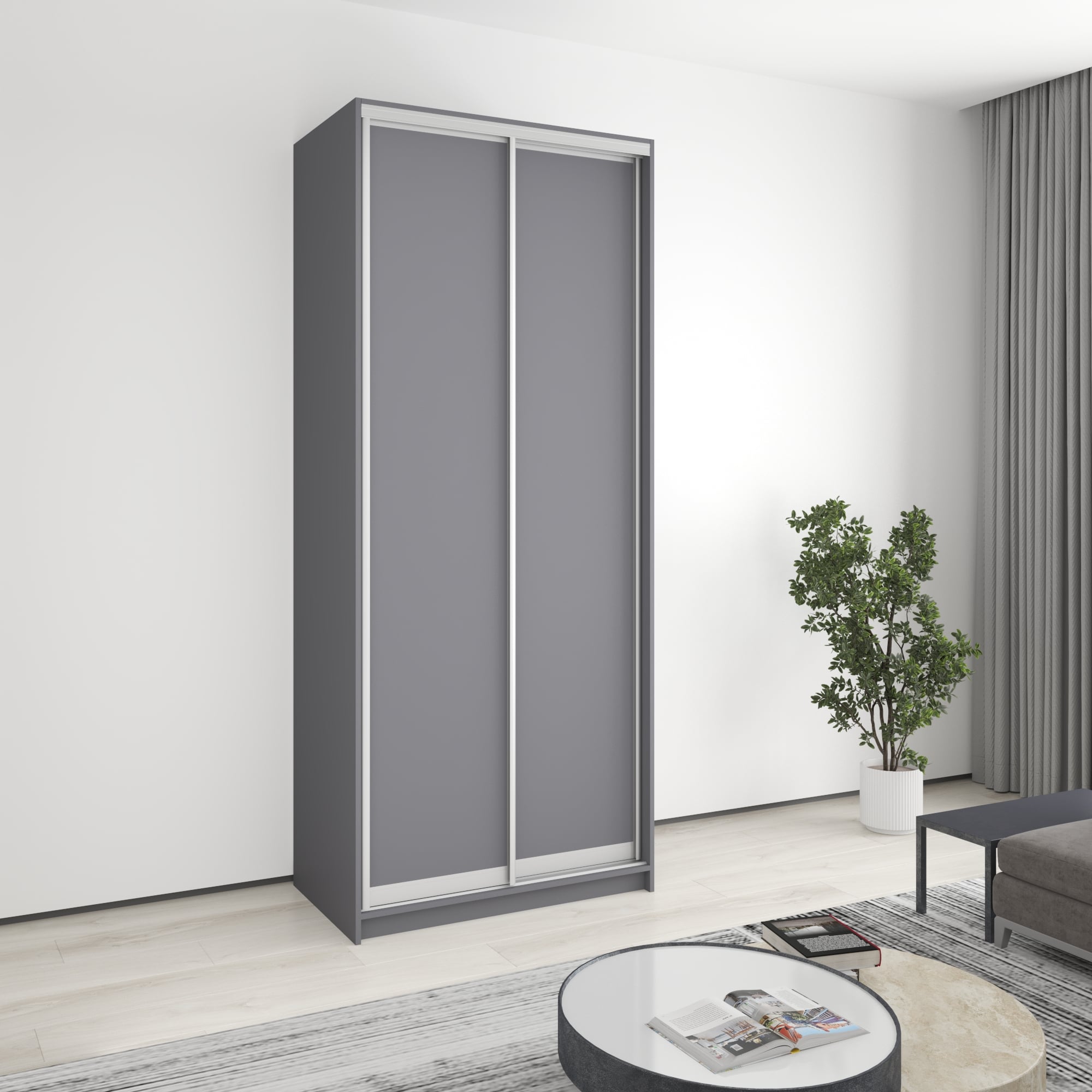 Шкаф-купе двухдверный Mebel Star Стандарт AL MBS-3546 100х45х240 см Антрацит (1004730)