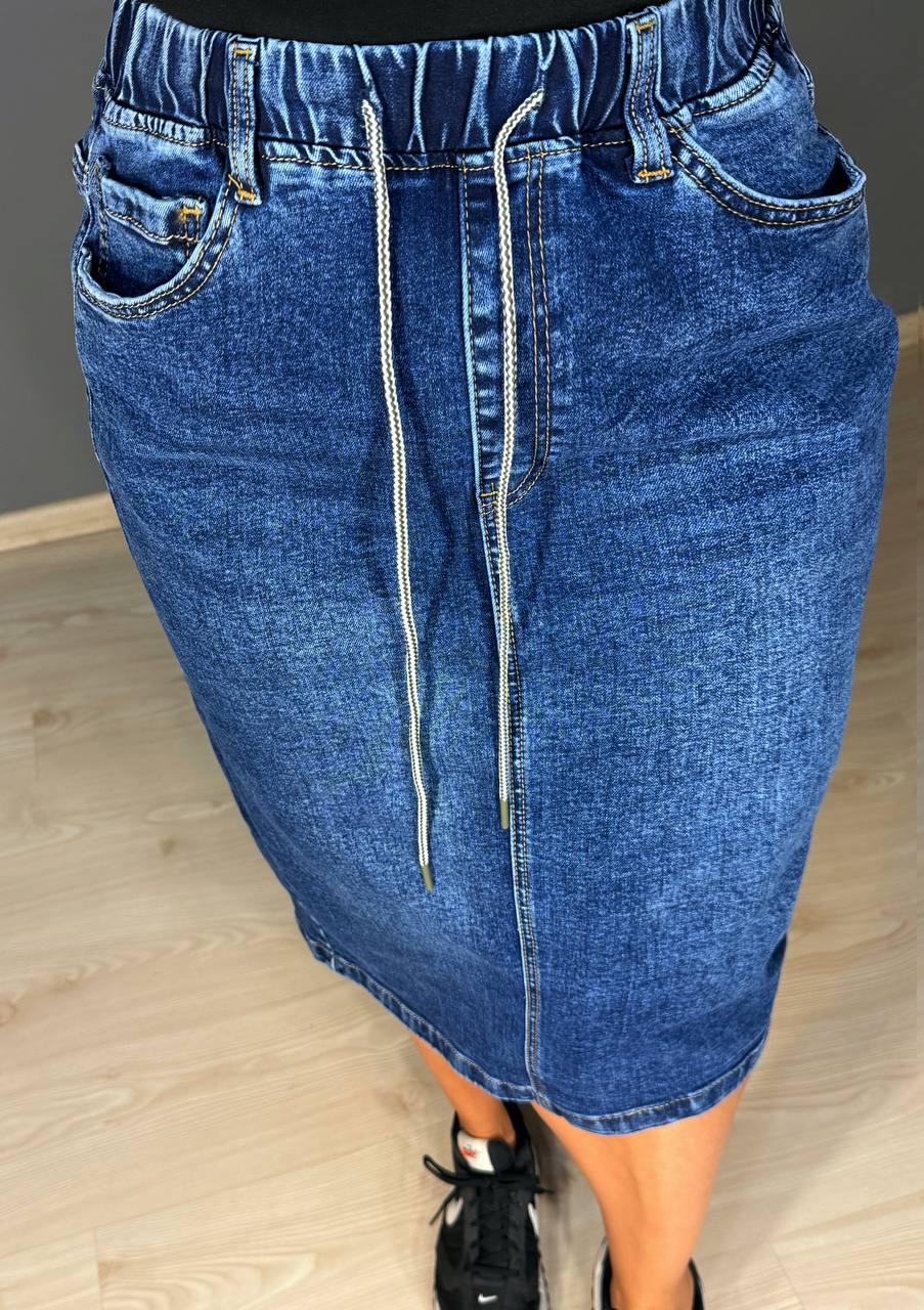 Спідниця жіноча джинсова ZJY 7031 стрейчева з розрізом на резинці р. З4 92 см 110 см Синій - фото 7 Спідниця жіноча джинсова ZJY 7031 стрейчева з розрізом на резинці р. З4 92 см 110 см Синій - фото 7