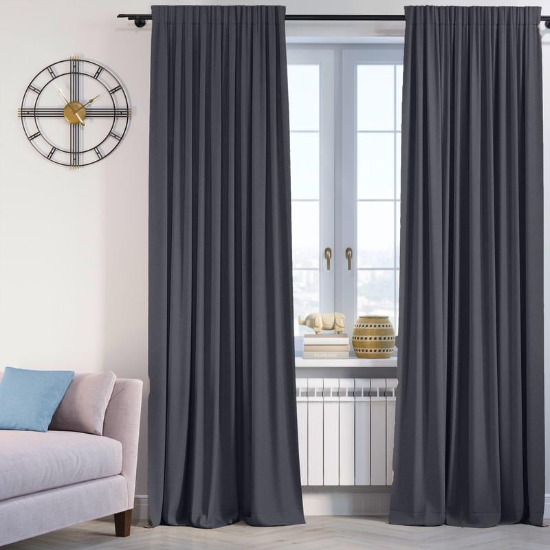 Комплект штор Lux Portiery CALIFORNIA мікровелюр подвійний 200x260 см 2 шт. Сіро-синій (MD 1631)