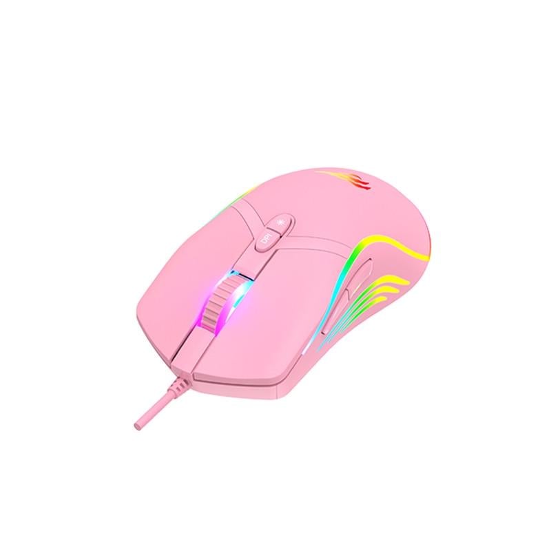 Миша Havit hv-ms1026 usb rgb ігрова провідна Pink