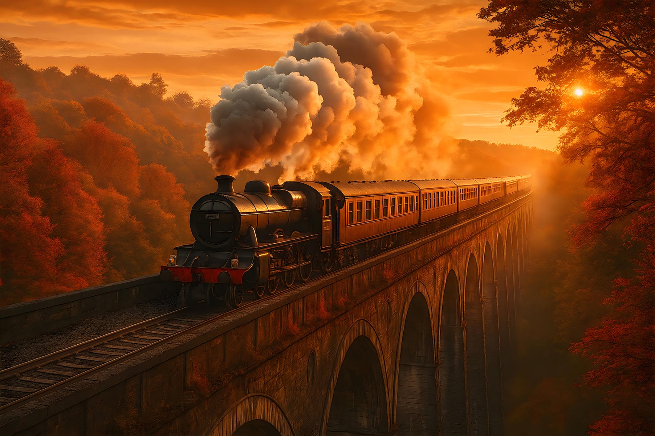 Фотообои флизелиновые Upstream Полярный экспресс в тоннеле среди гор 153х230 см (S5CAR-034/3)