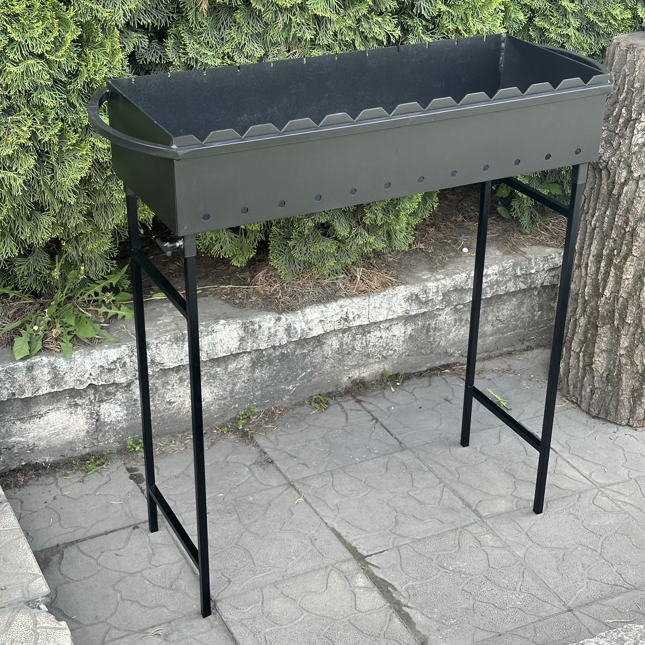 Мангал Metalzavod Гектор на 12 шампуров 3 мм на ножках 99х35х94,5 см (MN12-3) - фото 3