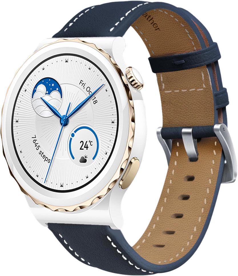 Ремешок кожаный Folsa для Huawei Watch GT3 Pro 43 мм Dark Blue (37980-5D)