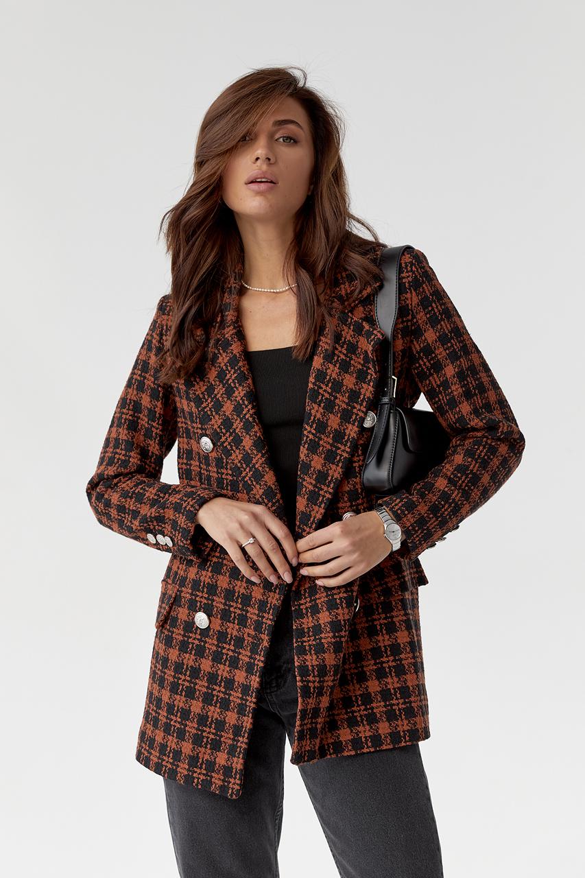 Піджак жіночий твідовий M Коричневий (9528386) Піджак жіночий твідовий M Коричневий (9528386)