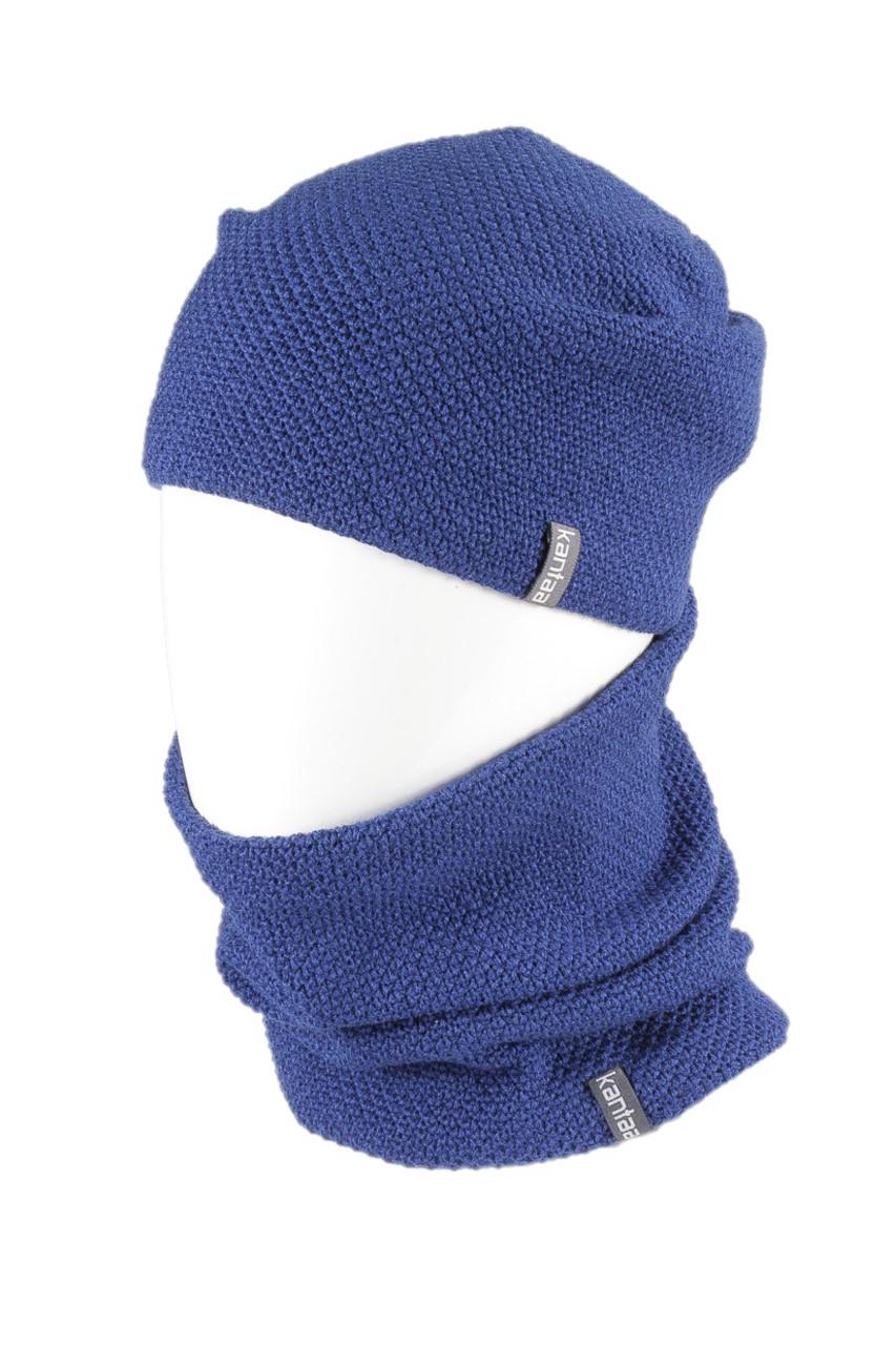 Вязаная шапка Кahta Fashion Hat с Buff снуд унисекс р. 57-58 Синий (OC-075)