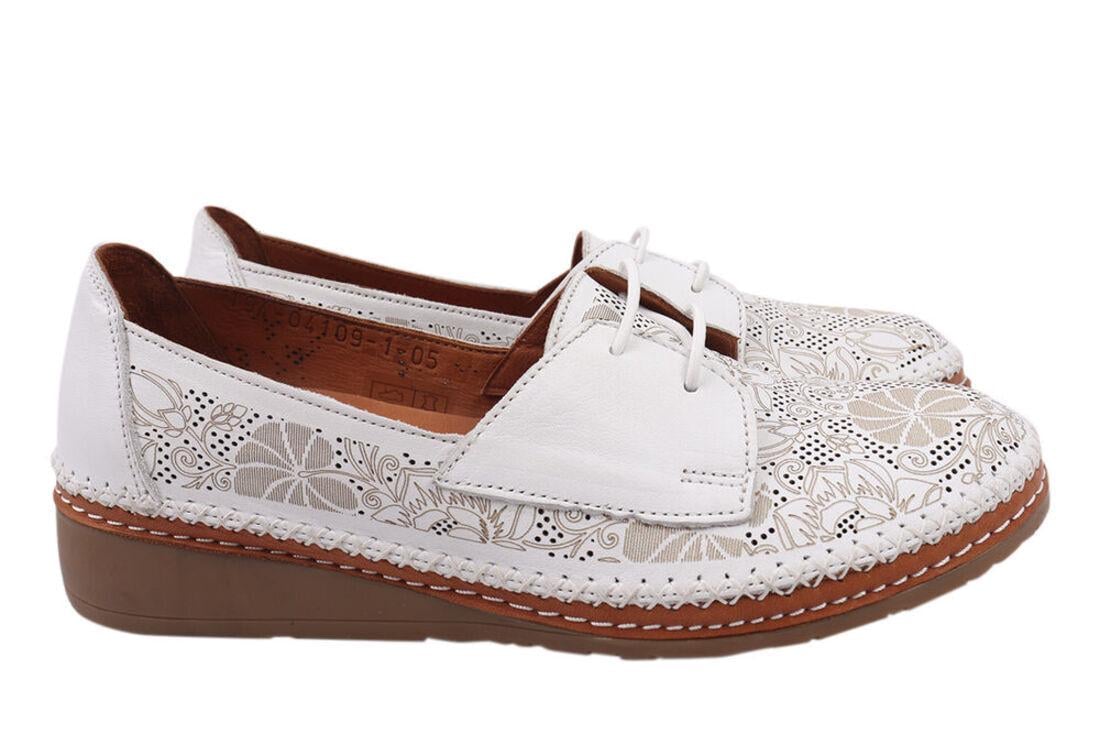 Туфли женские Mario Muzi из кожи на низком ходу на шнуровке р. 39 Белый (555-21LTCP)