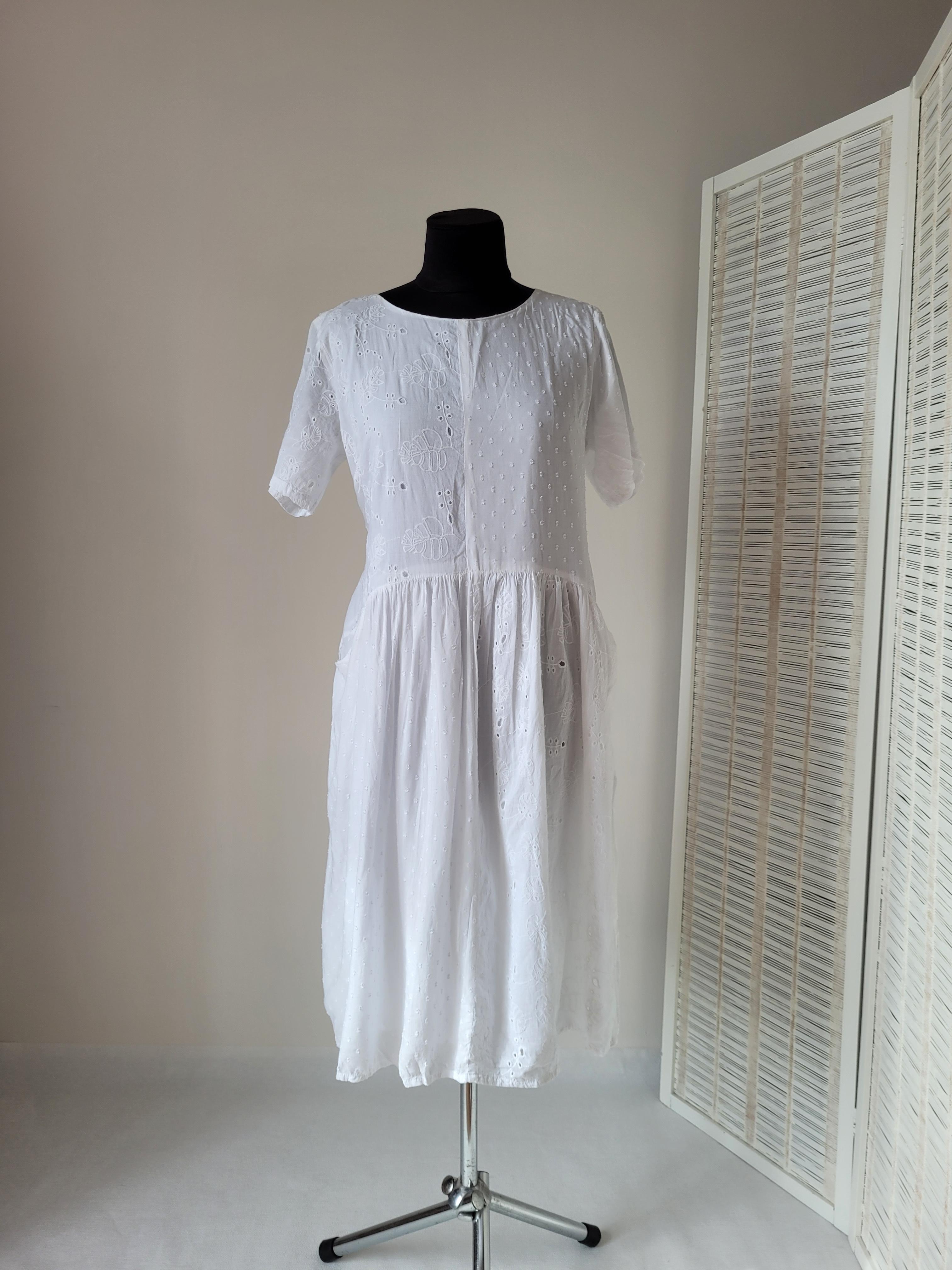 Платье женское летнее с вышивкой с подкладкой XXL Белый