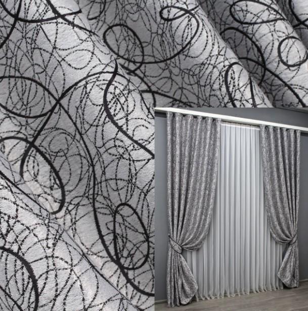 Шторы в гостиную/спальню Жаклин двухсторонний блекаут 1х2,7 м 2 шт. Серый /Черный (670шБ 31-156) - фото 4 Шторы в гостиную/спальню Жаклин двухсторонний блекаут 1х2,7 м 2 шт. Серый /Черный (670шБ 31-156) - фото 4