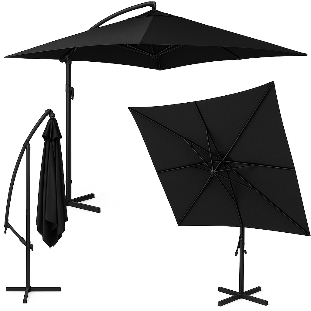 Садова парасолька WCG з поліестеру сталевою рамою регульований кут нахилу з чохлом 2,5х2,5 м Чорний (W-7055BL1) - фото 2 Садова парасолька WCG з поліестеру сталевою рамою регульований кут нахилу з чохлом 2,5х2,5 м Чорний (W-7055BL1) - фото 2