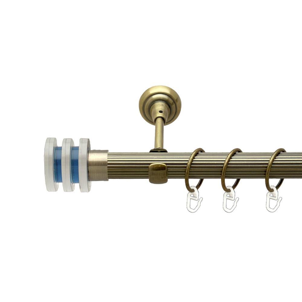 Карниз металлический Orvit Аквария однорядный открытый/рифленая труба/кольцо металлическое Антик 25 мм 240 см (00-00017567)