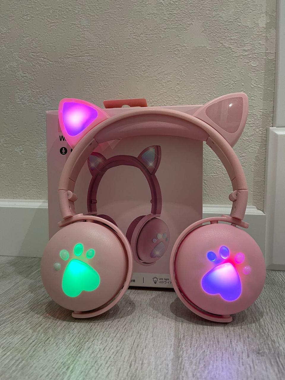 Наушники беспроводные детские CAT ВК-9 LED Розовый (26389247) - фото 5 Наушники беспроводные детские CAT ВК-9 LED Розовый (26389247) - фото 5