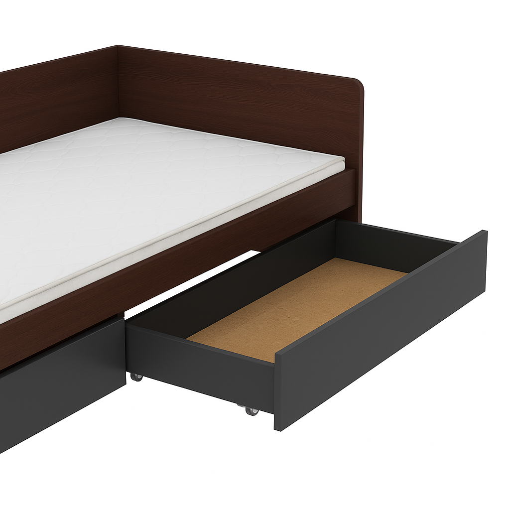 Кровать односпальная Еверест с ящиками 800 сплошной щит 80x190 см Венге/Графитовый (EVR-20739,22) - фото 2 Кровать односпальная Еверест с ящиками 800 сплошной щит 80x190 см Венге/Графитовый (EVR-20739,22) - фото 2