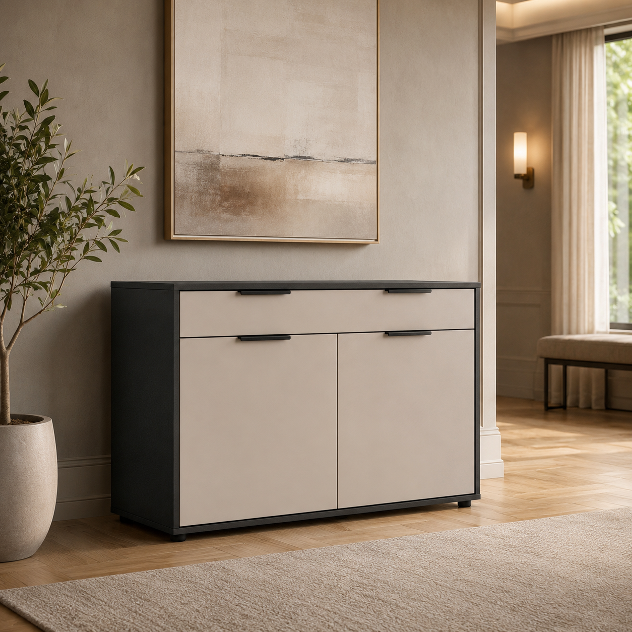 Комод с ящиками и полками Nola 1200х450х750 мм Кашемир/ Антрацит (Nola CH/AN)