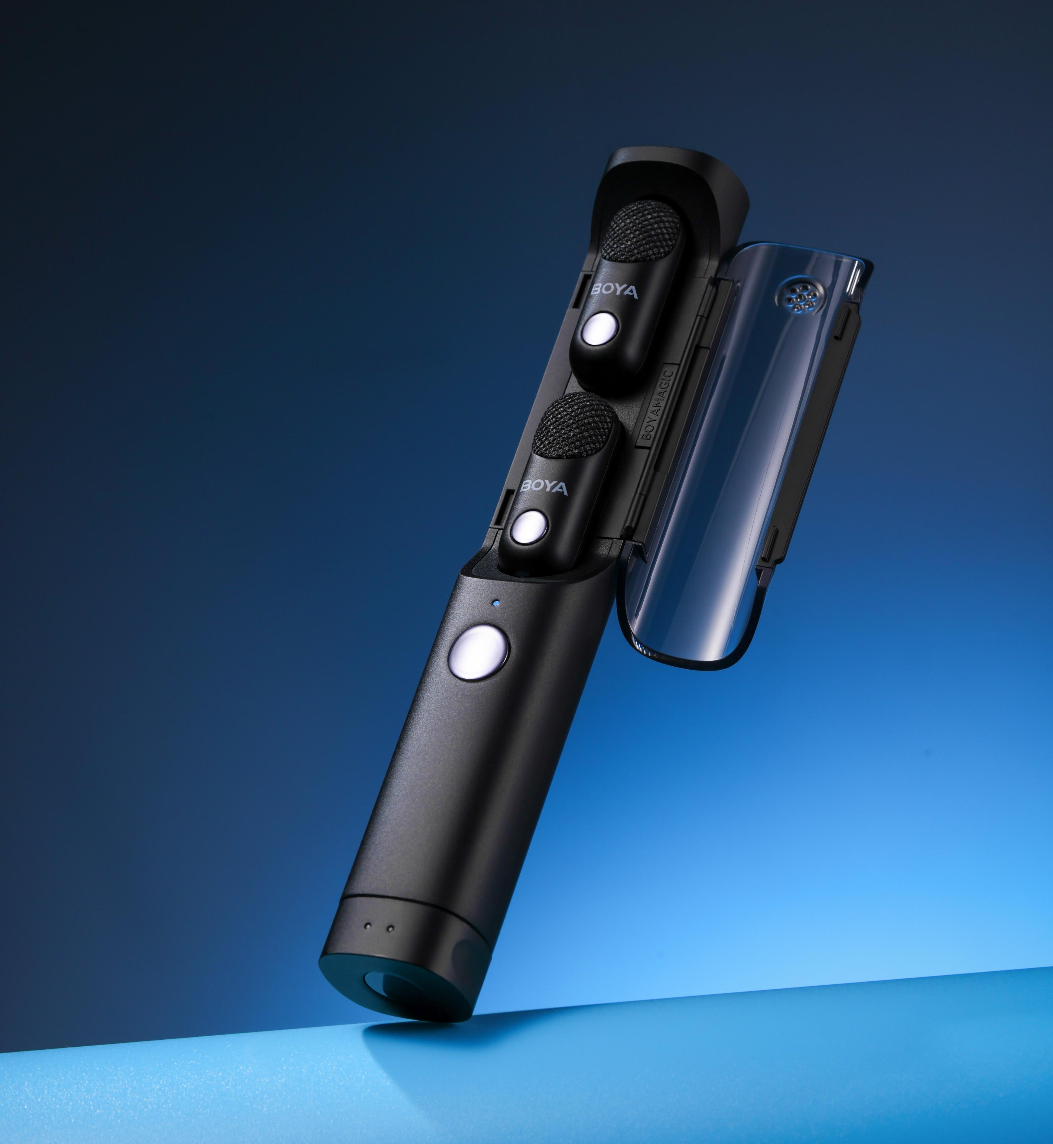 Микрофон-стик петличный для интервью Boya MAGIC-05 USB Type-C и петличная система на 2 микрофона с зарядным кейсом (50047) - фото 6