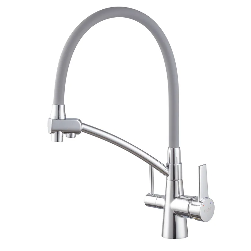 Смеситель для кухни KOER 003-KB-72003-01 на 2 воды гибкий латунь Хром (b-KR3375)