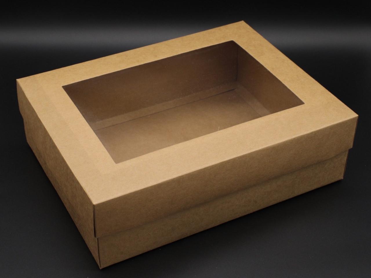 Коробка подарочная сборная с окошком на крышке 30х23х9 см Крафт (OA-7) - фото 5 Коробка подарочная сборная с окошком на крышке 30х23х9 см Крафт (OA-7) - фото 5