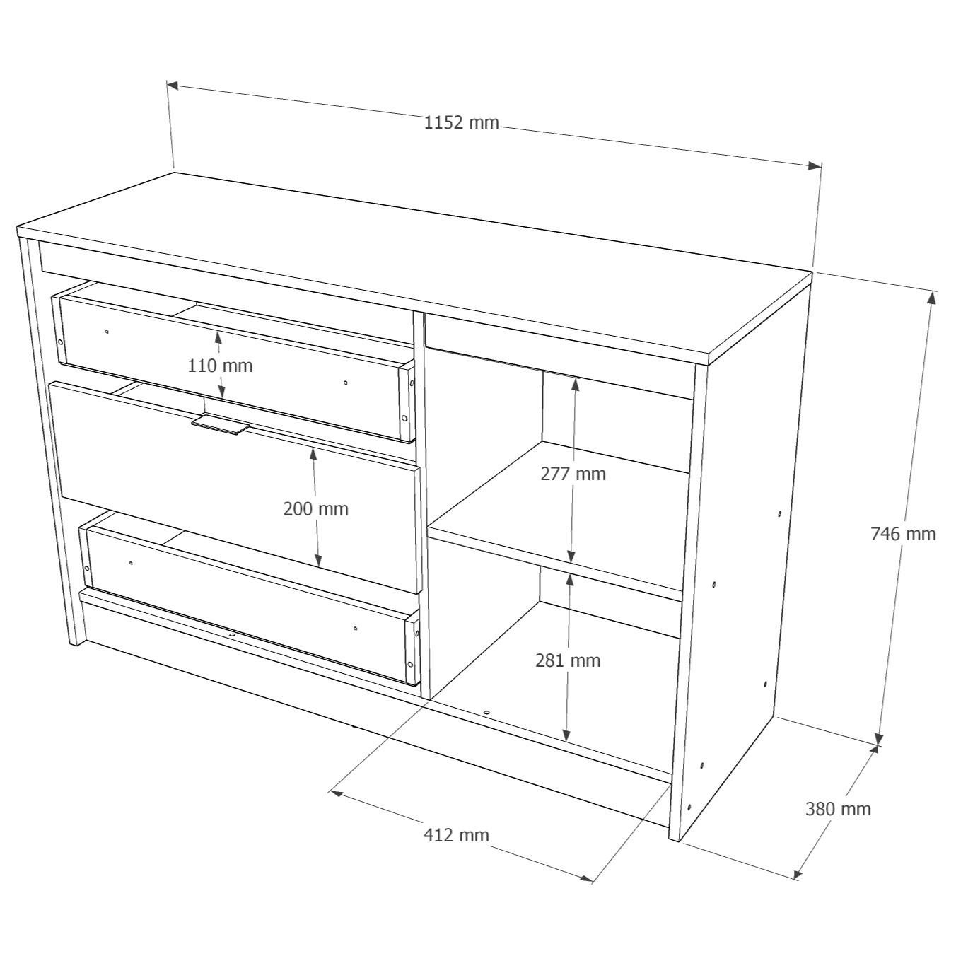 Комод Everest Сити 1150 1152х380х746 мм Сонома/Белый (11413) - фото 6