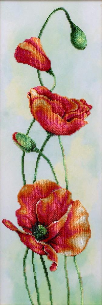 Вышивка бисером Красные маки 20х60 см (ТН-1324)