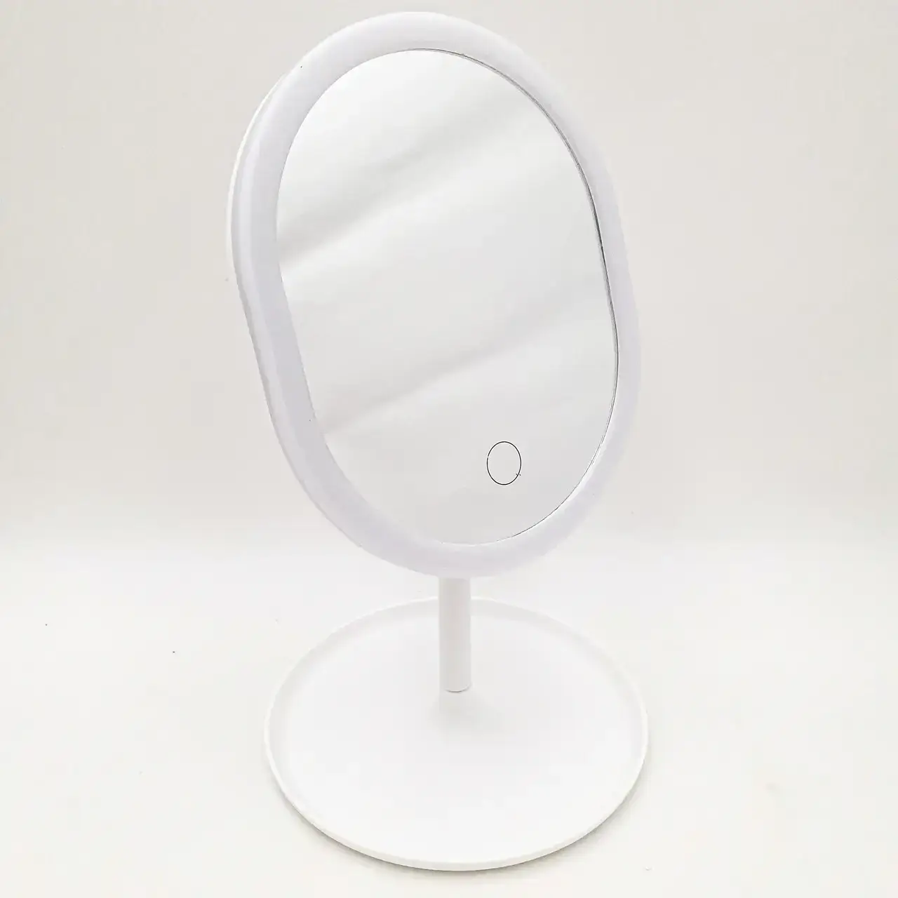 Зеркало настольное косметическое с LED-подсветкой овальное 3 режима с регулировкой на 360° 16х20 см (opt-13394)