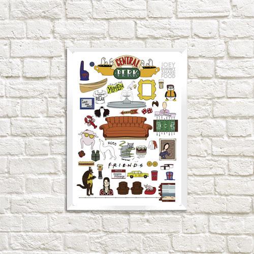 Постер в рамке Central perk Friends 30x42 см A3 (WMT3_22L008_WH)