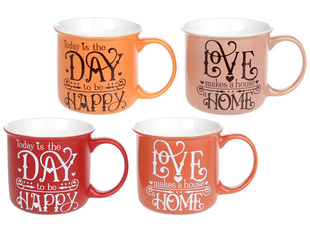 Чашка Home and Love 400 мл 4 дизайна набор 4 шт. (BDI-577-572)