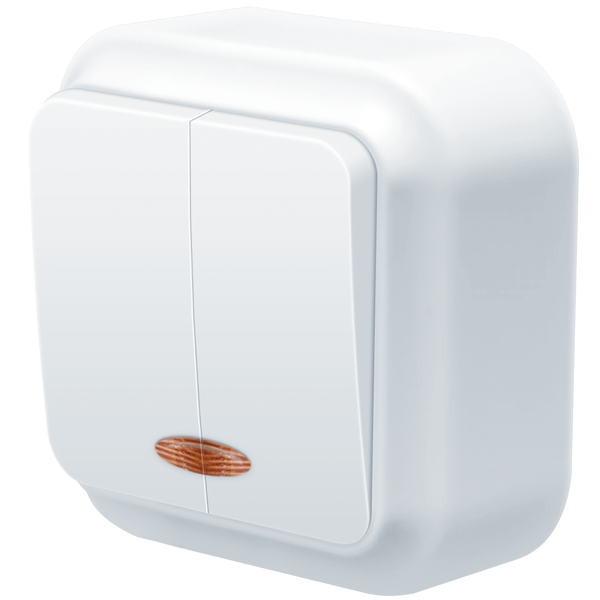 Вимикач двоклавішний накладний з підсвіткою MARSHEL VO10-141 White