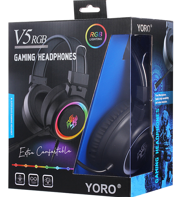 Наушники игровые Yoro V5 с RGB подсветкой и микрофоном Черный - фото 15