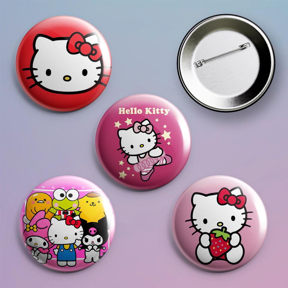 Значки на рюкзак с принтом Hello Kitty 4 шт.