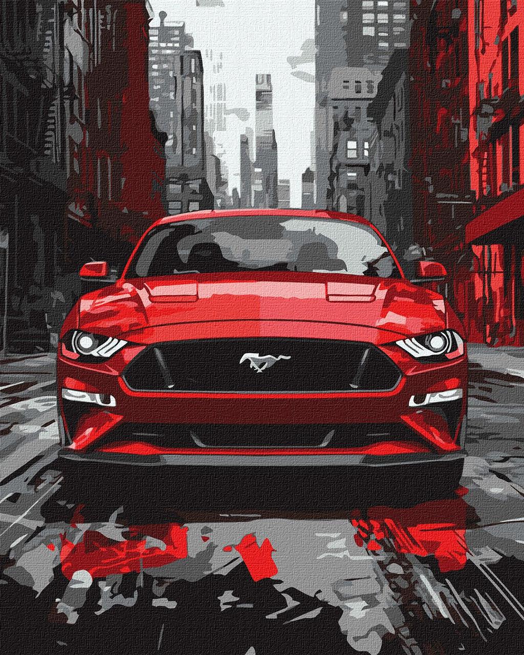 Картина по номерам Ideyka Авто Красный мустанг 40х50 см