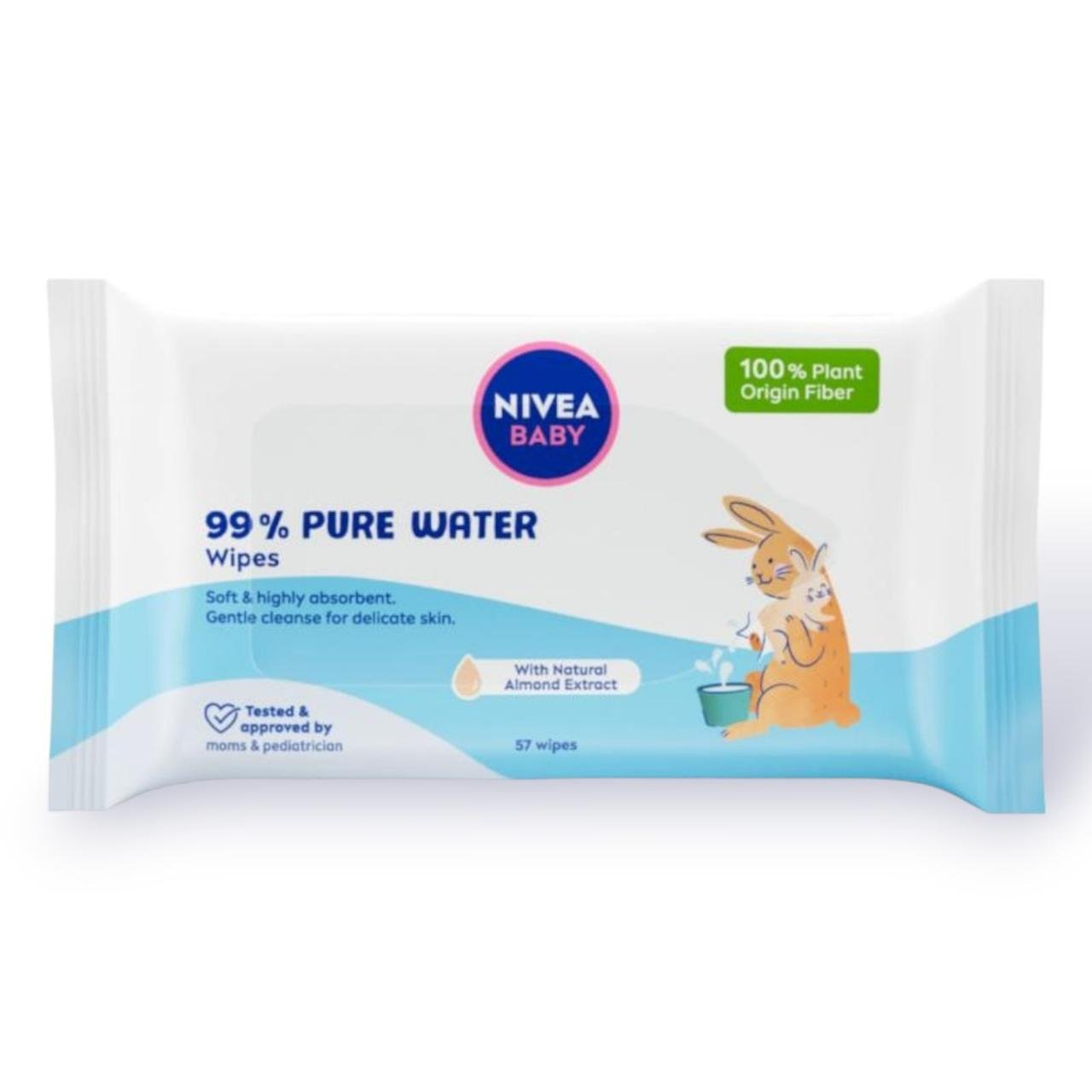Серветки для дітей біорозкладні Nivea 99% Pure Water вологі 57 шт.