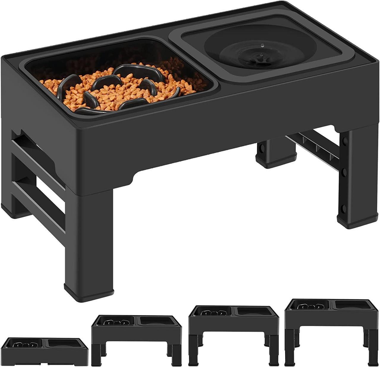 Миска двойная для собак ELS PET на подставке с плавающим блюдцем и медленным кормлением Черный (1822310979) - фото 11