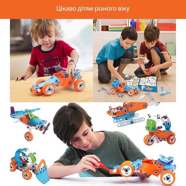 Конструктор машинки для мальчика Build and Play болтовой 5в1 самолет/машина/бульдозер/вертолет/мотоцикл (26607092) - фото 9